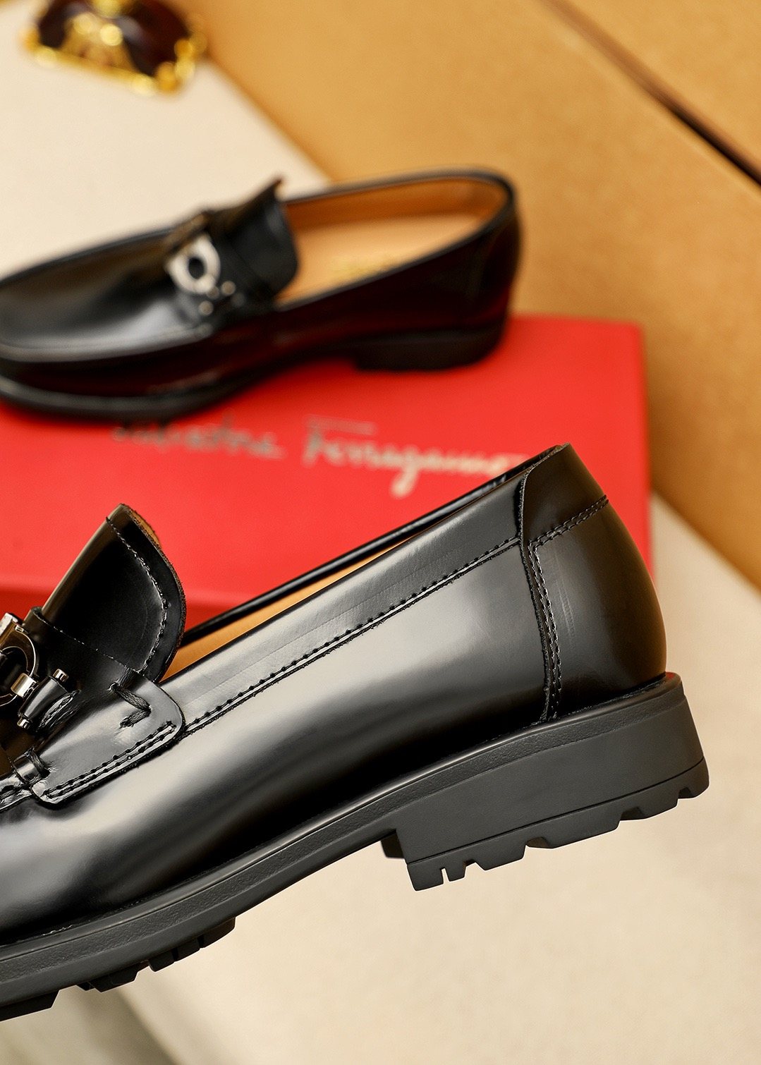 Ferragamo Black Bit Loafers