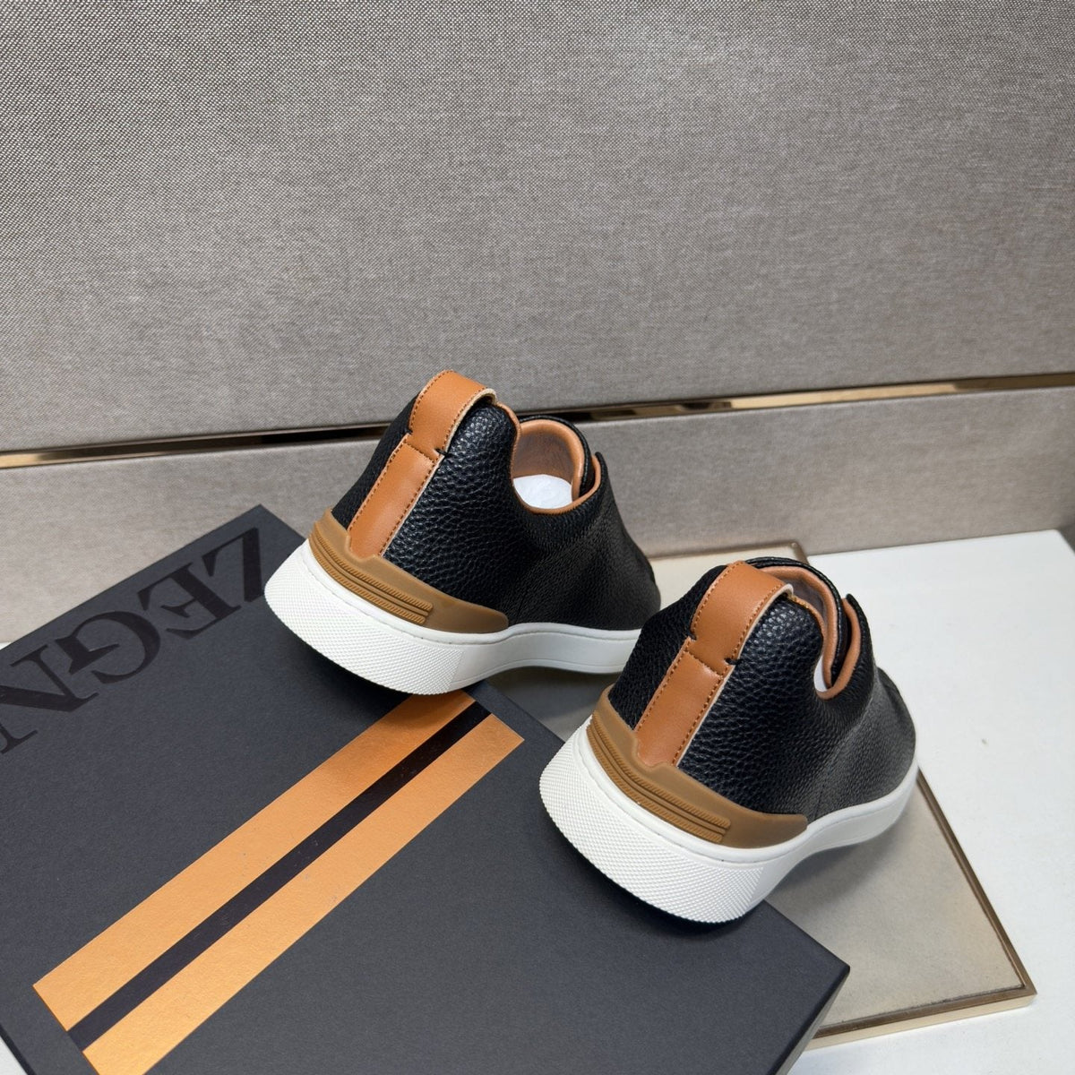 Zegna Men's Textured Low-Top Sneakers - Leather Lining